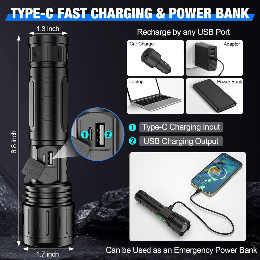 High-Intensity LED Flashlight for Outdoor and Emergency Use