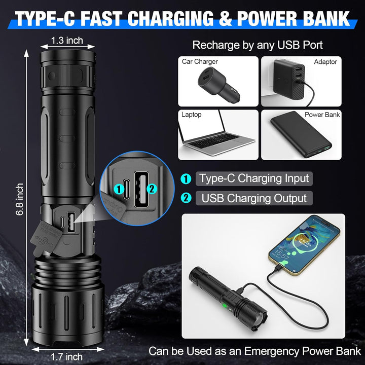 High-Intensity LED Flashlight for Outdoor and Emergency Use