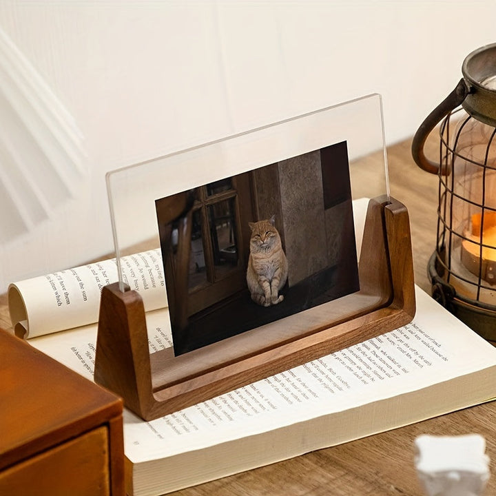 U-Shaped Acrylic and Wood Photo Frame | Modern Minimalist Design