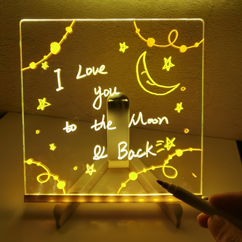 USB LED Noteboard with 12 Colored Pens - Bright Message Board for Home & Office-Orizon Depot