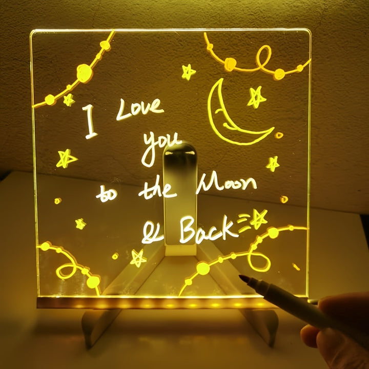 USB LED Noteboard with 12 Colored Pens - Bright Message Board for Home & Office-Orizon Depot
