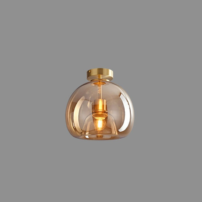 Retro Amber Glass Pendant Ceiling Light Fixture