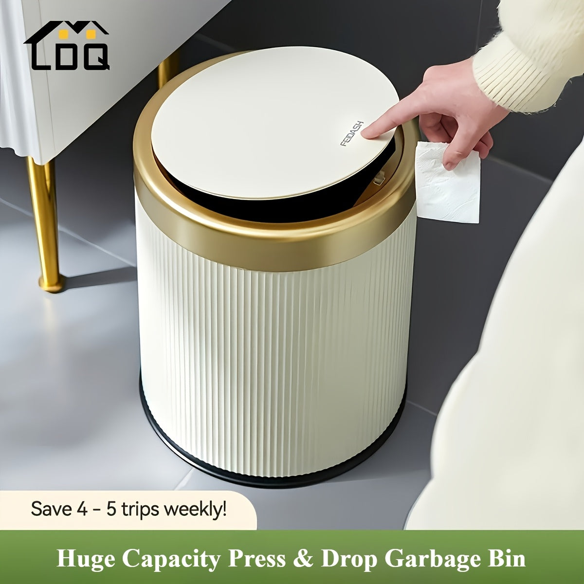Elegant Oval Trash Can | Press-Top Waste Bin with Dual Inner Compartments-Orizon Depot