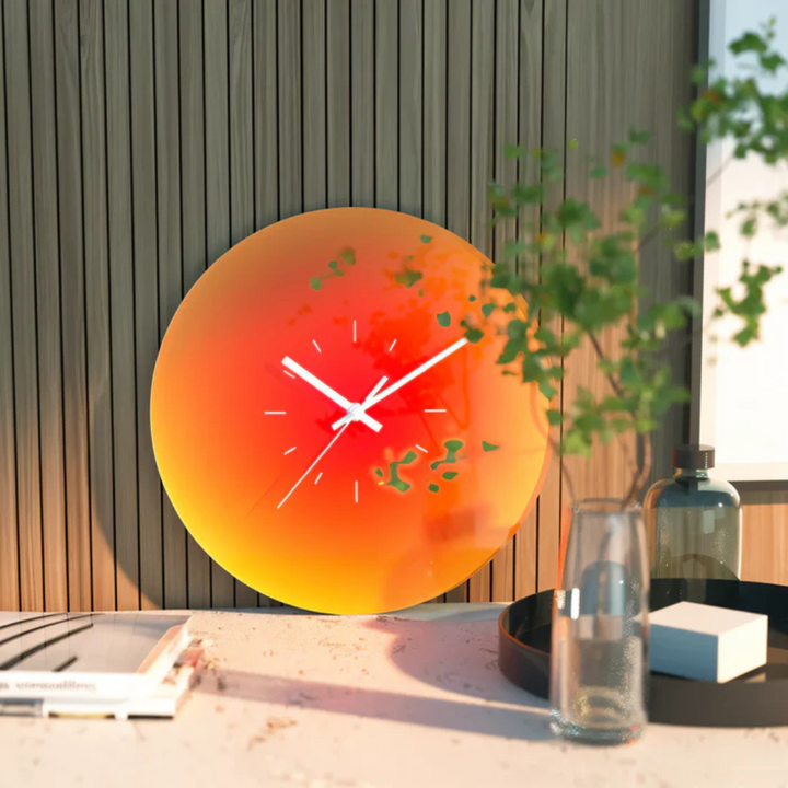Gradient Design Glass Wall Clock | Contemporary Sunset Style