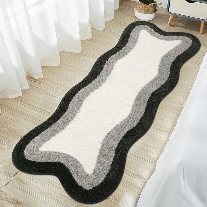 Black Gradient Bath Mats - Non-Slip Irregular Carpet for Bathrooms-Orizon Depot