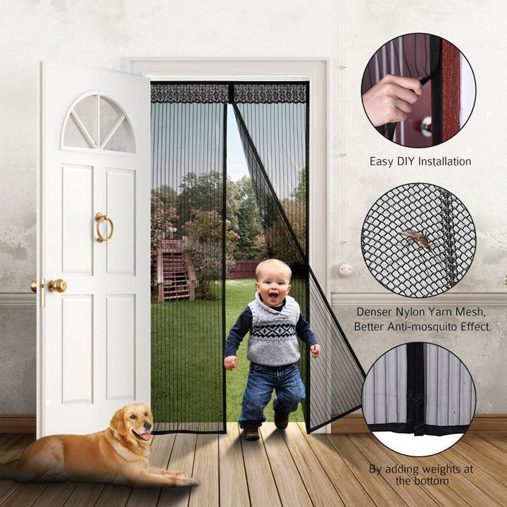 Magnetic Fly Screen Door with Continuous Hook and Loop Fastener-Orizon Depot