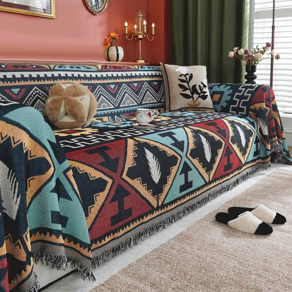 Aztec Geometric Pattern Sofa Cover for Stylish Home Decor-Orizon Depot