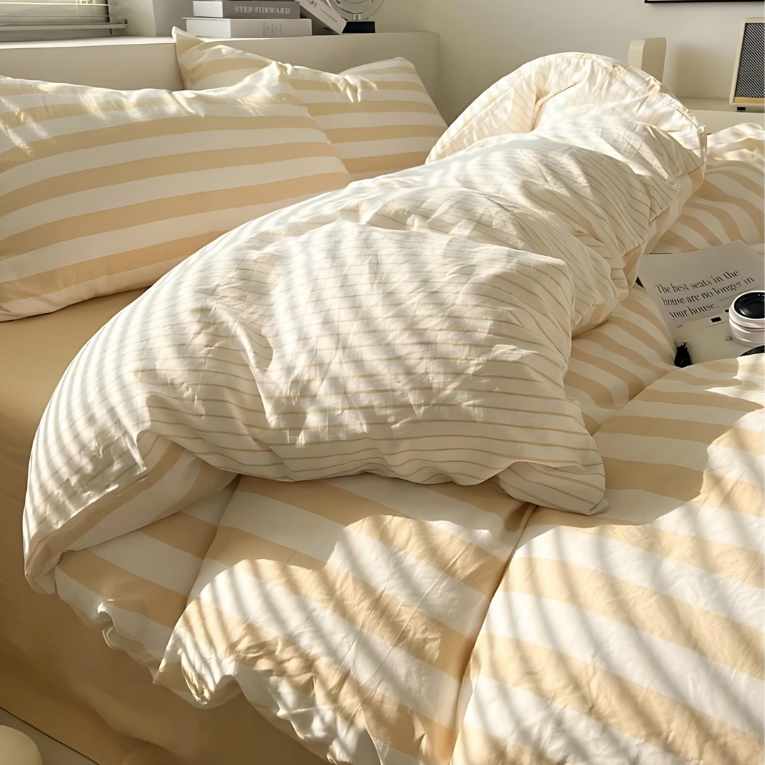 Classic Striped 4-Piece Duvet Cover and Sheet Bedding Set-Orizon Depot