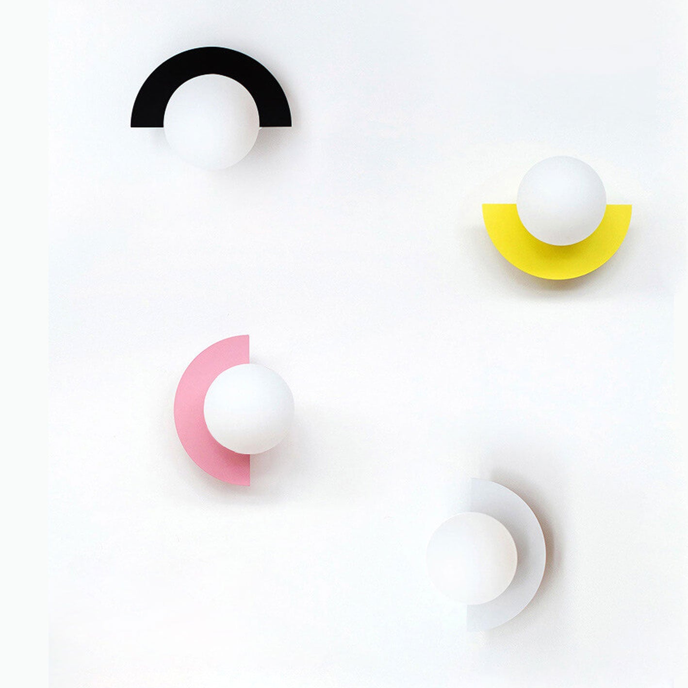 Modern Minimalist Colorful Glass Sphere Semicircle 1-Light Wall Sconce Lamp