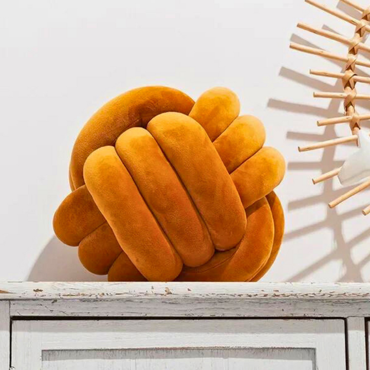 Scandinavian Velvet Knot Cushion for Stylish Home Decor-Orizon Depot