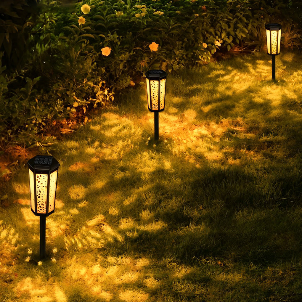 Hexagon Hollow Outdoor Solar Pathway Light - Waterproof Landscape Lighting