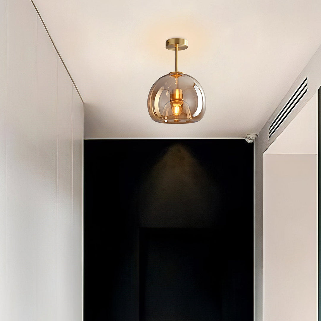 Retro Amber Glass Pendant Ceiling Light Fixture