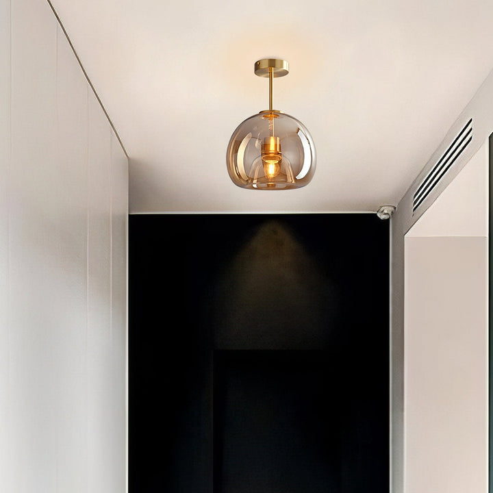 Retro Amber Glass Pendant Ceiling Light Fixture