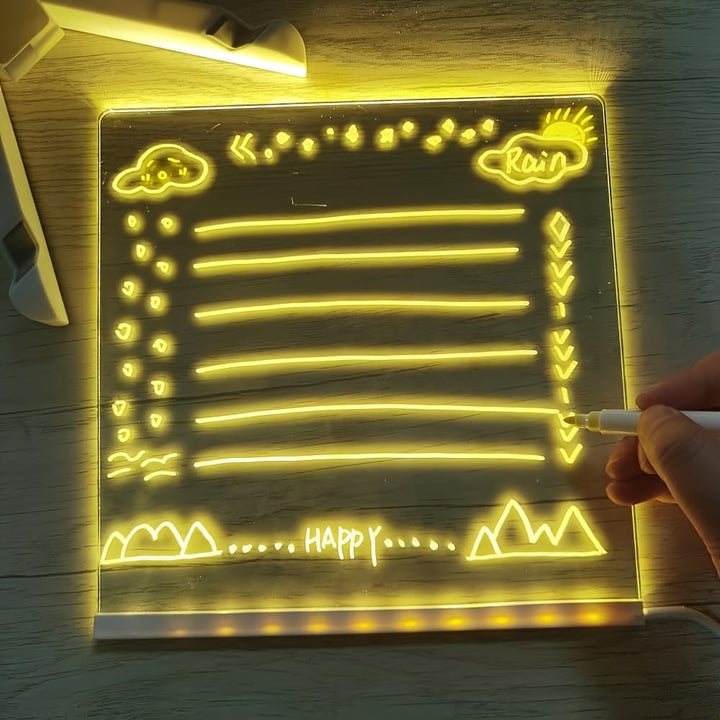 USB LED Noteboard with 12 Colored Pens - Bright Message Board for Home & Office-Orizon Depot
