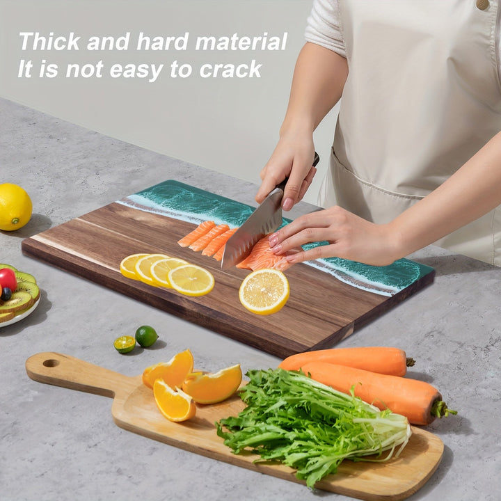 Ocean-Inspired Acacia Wood Cutting Board | Wave-Design Cheese & Serving Board-Orizon Depot