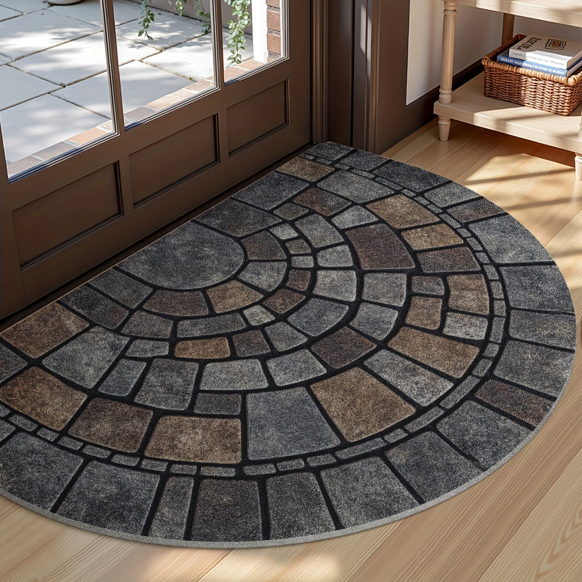 Half-Circle Mosaic Welcome Mat | Versatile Indoor & Outdoor Use-Orizon Depot