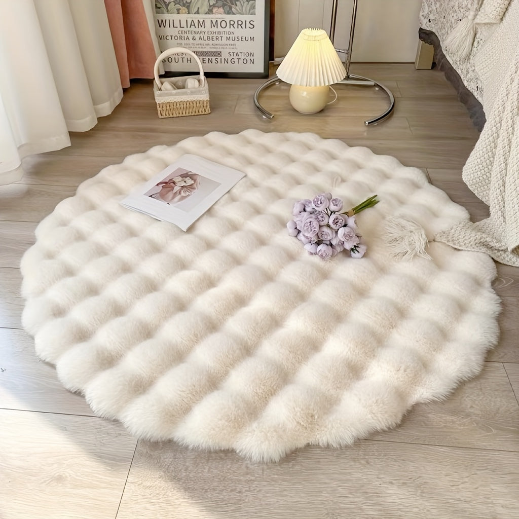 Soft Fluffy Round Bubble Rug | Cozy Circle Carpet for Home Decor