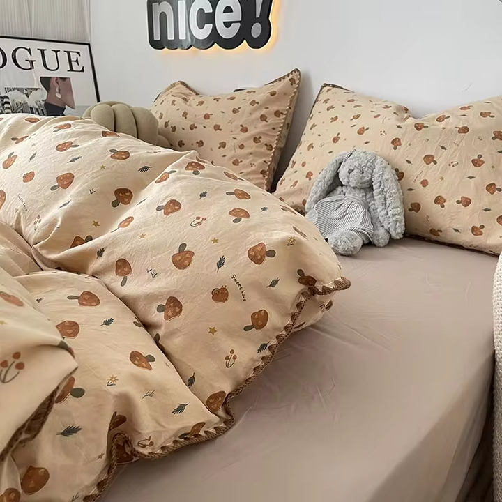 Mushroom Themed Bed Linen Set for Cozy Bedroom Decor-Orizon Depot