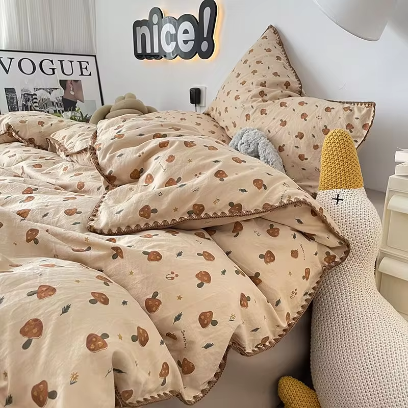 Mushroom Themed Bed Linen Set for Cozy Bedroom Decor-Orizon Depot