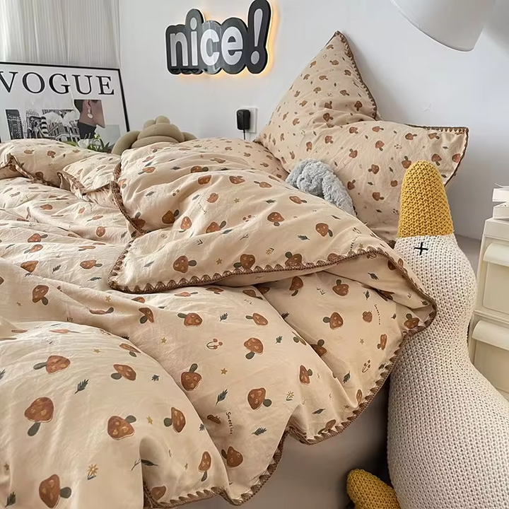 Mushroom Themed Bed Linen Set for Cozy Bedroom Decor-Orizon Depot