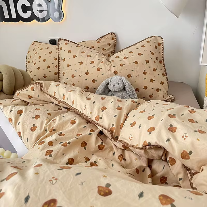 Mushroom Themed Bed Linen Set for Cozy Bedroom Decor-Orizon Depot