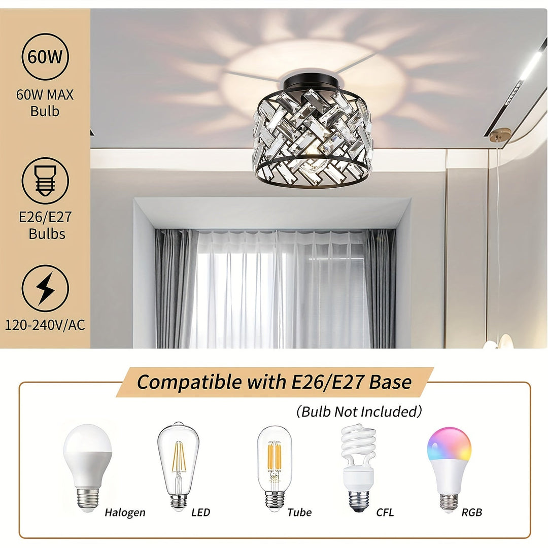 Elegant Crystal Semi Flush Mount Ceiling Light | Decorative Fixture