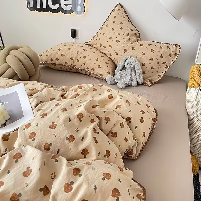 Mushroom Themed Bed Linen Set for Cozy Bedroom Decor-Orizon Depot