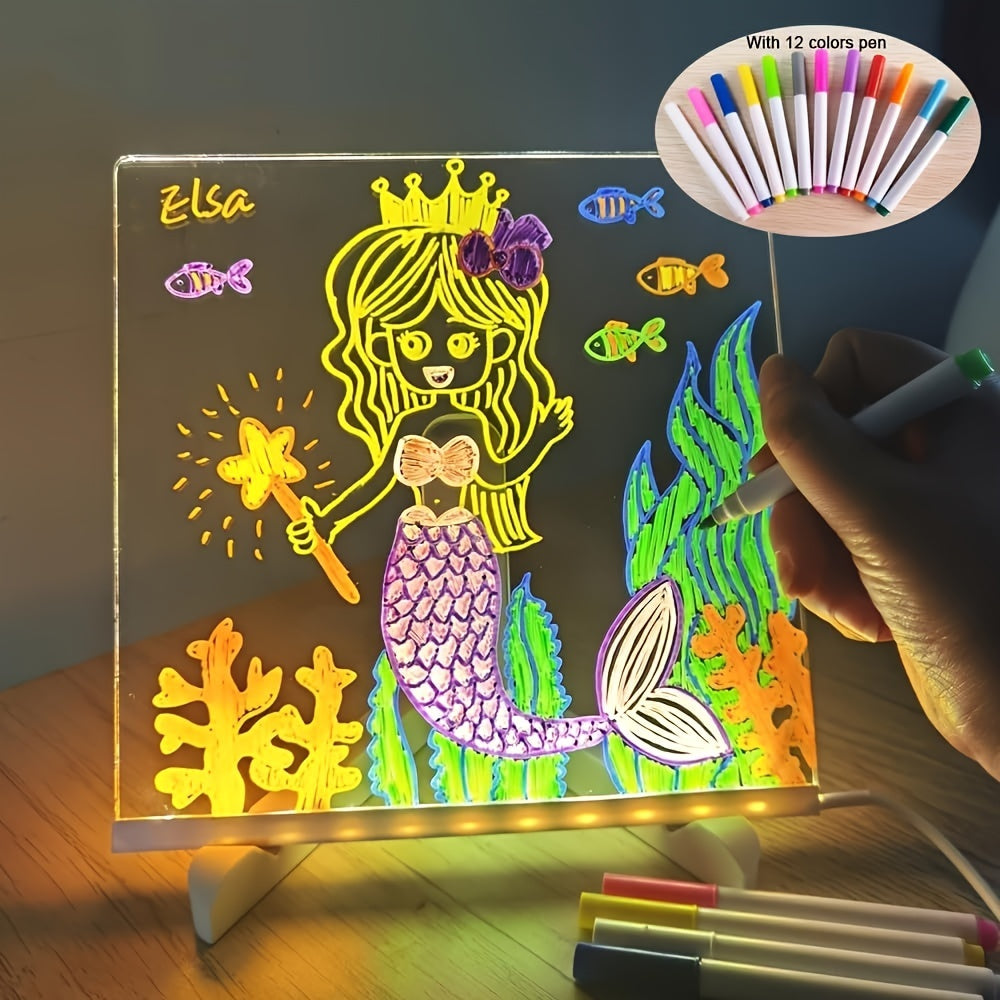 USB LED Noteboard with 12 Colored Pens - Bright Message Board for Home & Office-Orizon Depot