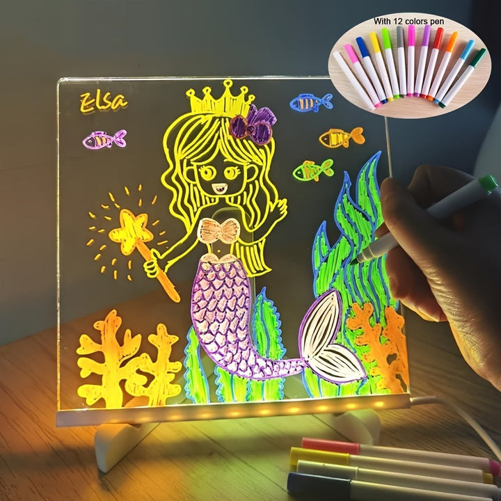 USB LED Noteboard with 12 Colored Pens - Bright Message Board for Home & Office-Orizon Depot