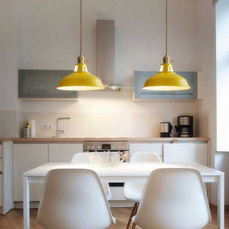 Industrial 1-Light Colorful Barn Shade Pendant Lamp-Orizon Depot