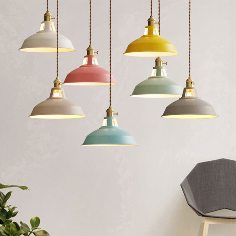 Industrial 1-Light Colorful Barn Shade Pendant Lamp-Orizon Depot