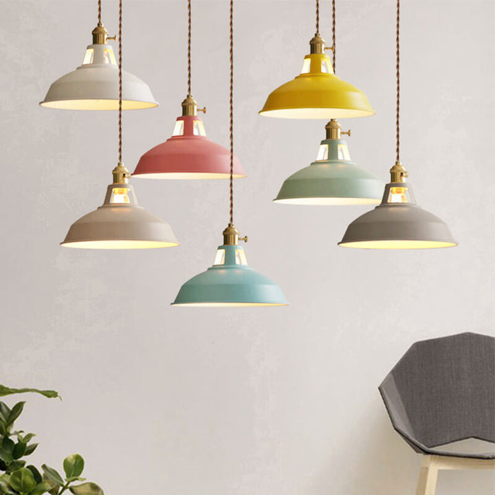 Industrial 1-Light Colorful Barn Shade Pendant Lamp-Orizon Depot