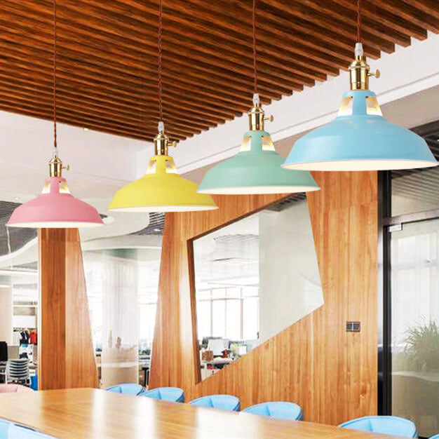Industrial 1-Light Colorful Barn Shade Pendant Lamp-Orizon Depot
