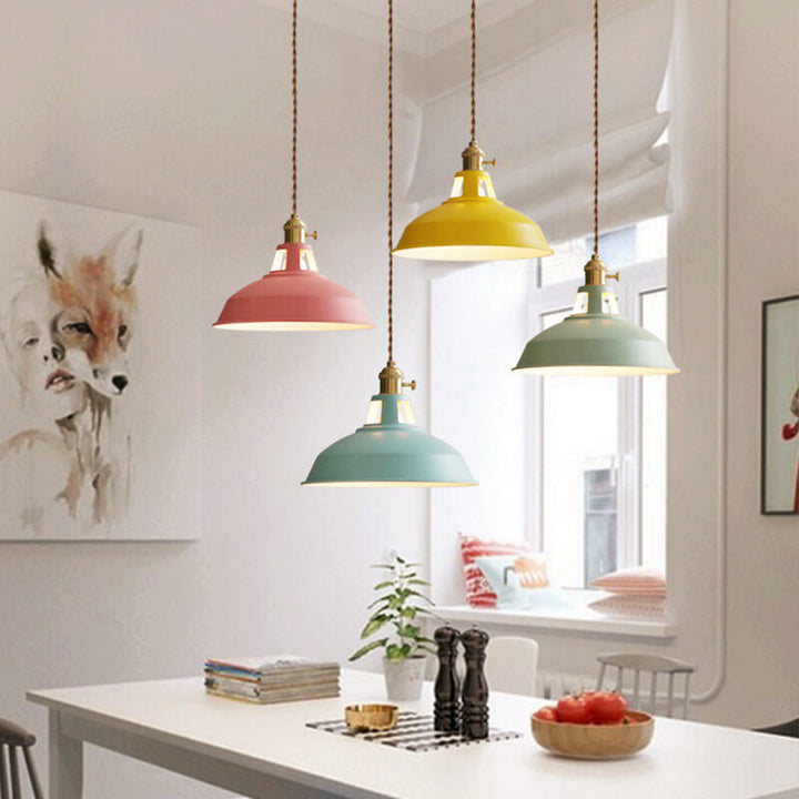 Industrial 1-Light Colorful Barn Shade Pendant Lamp-Orizon Depot