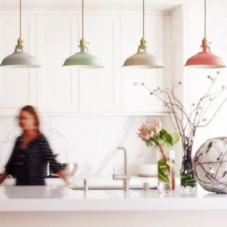 Industrial 1-Light Colorful Barn Shade Pendant Lamp-Orizon Depot
