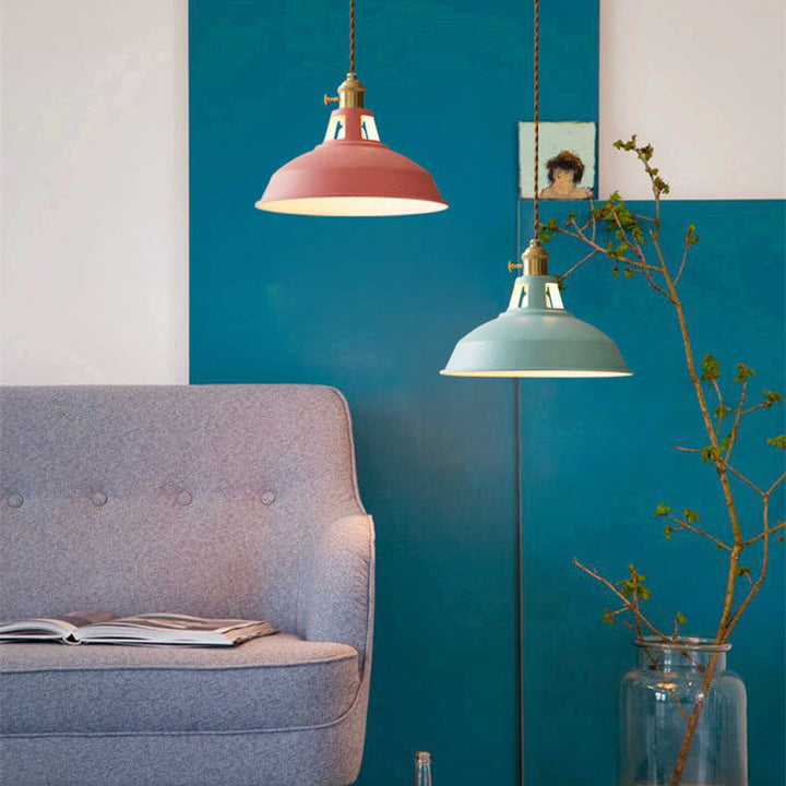 Industrial 1-Light Colorful Barn Shade Pendant Lamp-Orizon Depot