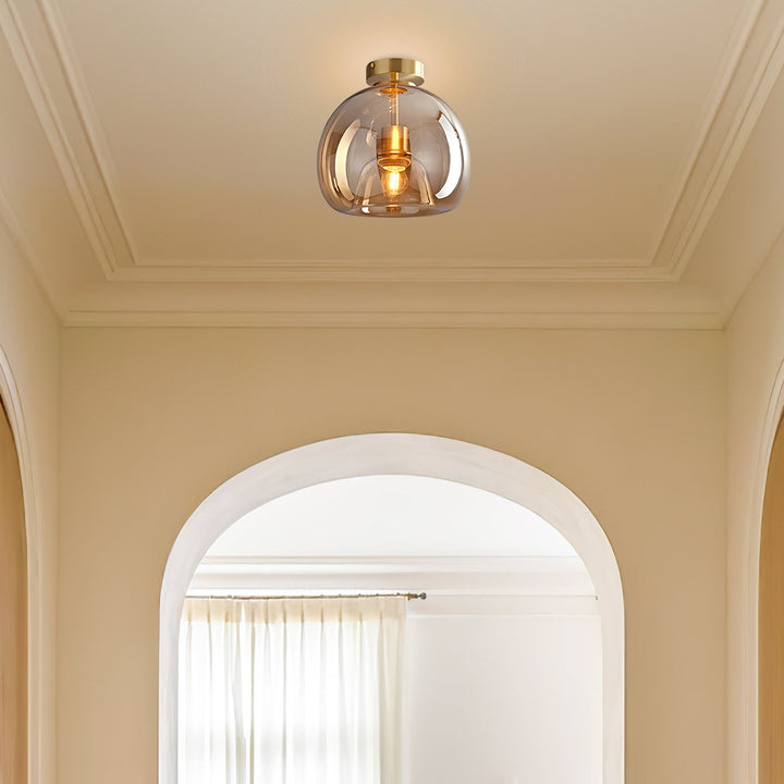 Retro Amber Glass Pendant Ceiling Light Fixture