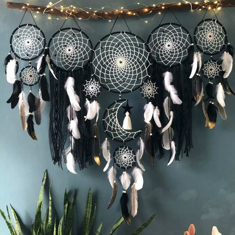 Dream Catcher Moon and Stars Hanging Decor Set (5 Pieces)-Orizon Depot
