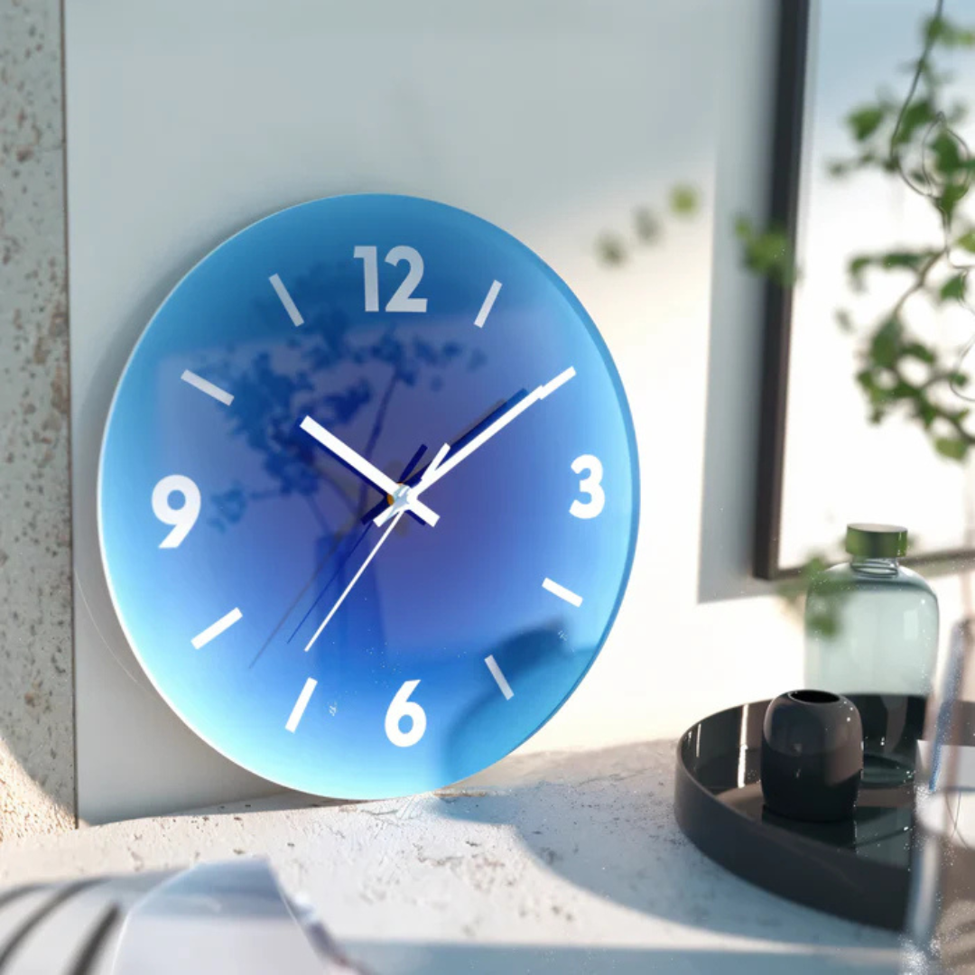 Gradient Design Glass Wall Clock | Contemporary Sunset Style