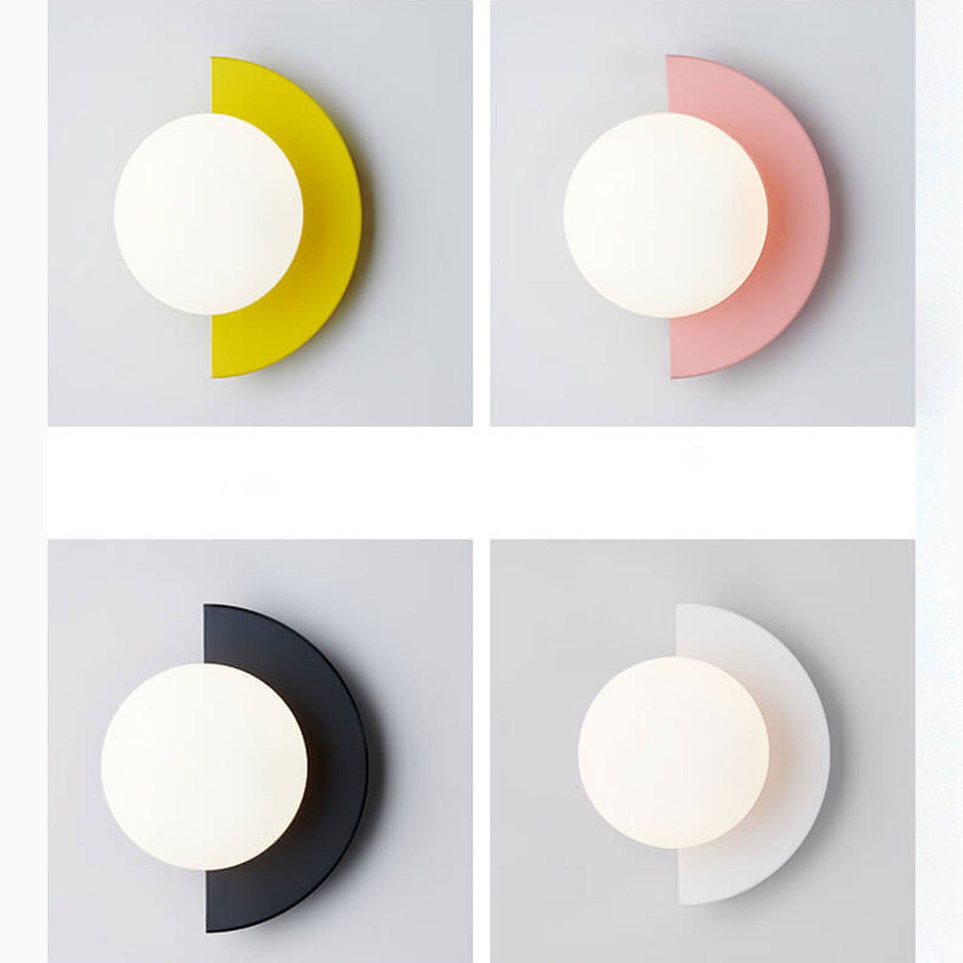 Modern Minimalist Colorful Glass Sphere Semicircle 1-Light Wall Sconce Lamp-Orizon Depot