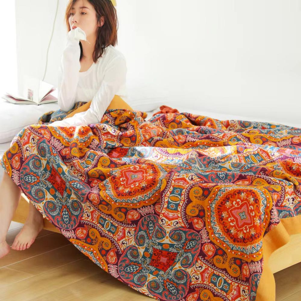 Reversible Cooling Boho Blanket for Comfortable Sleep Experience