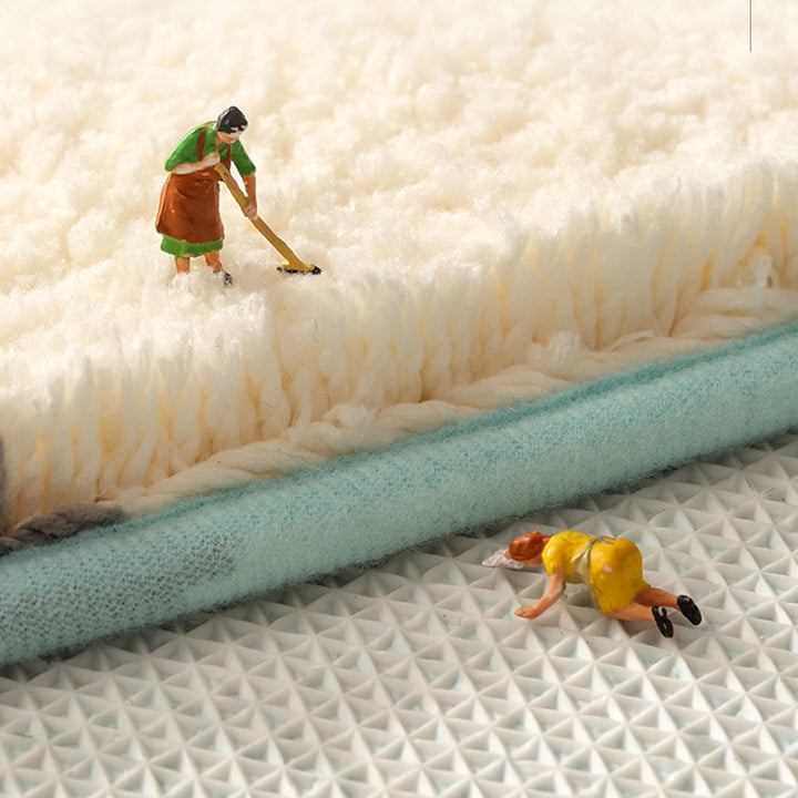 Plush White Floor Bathroom Mat, 50x80cm, Non-Slip Water-Absorbent Rug-Orizon Depot