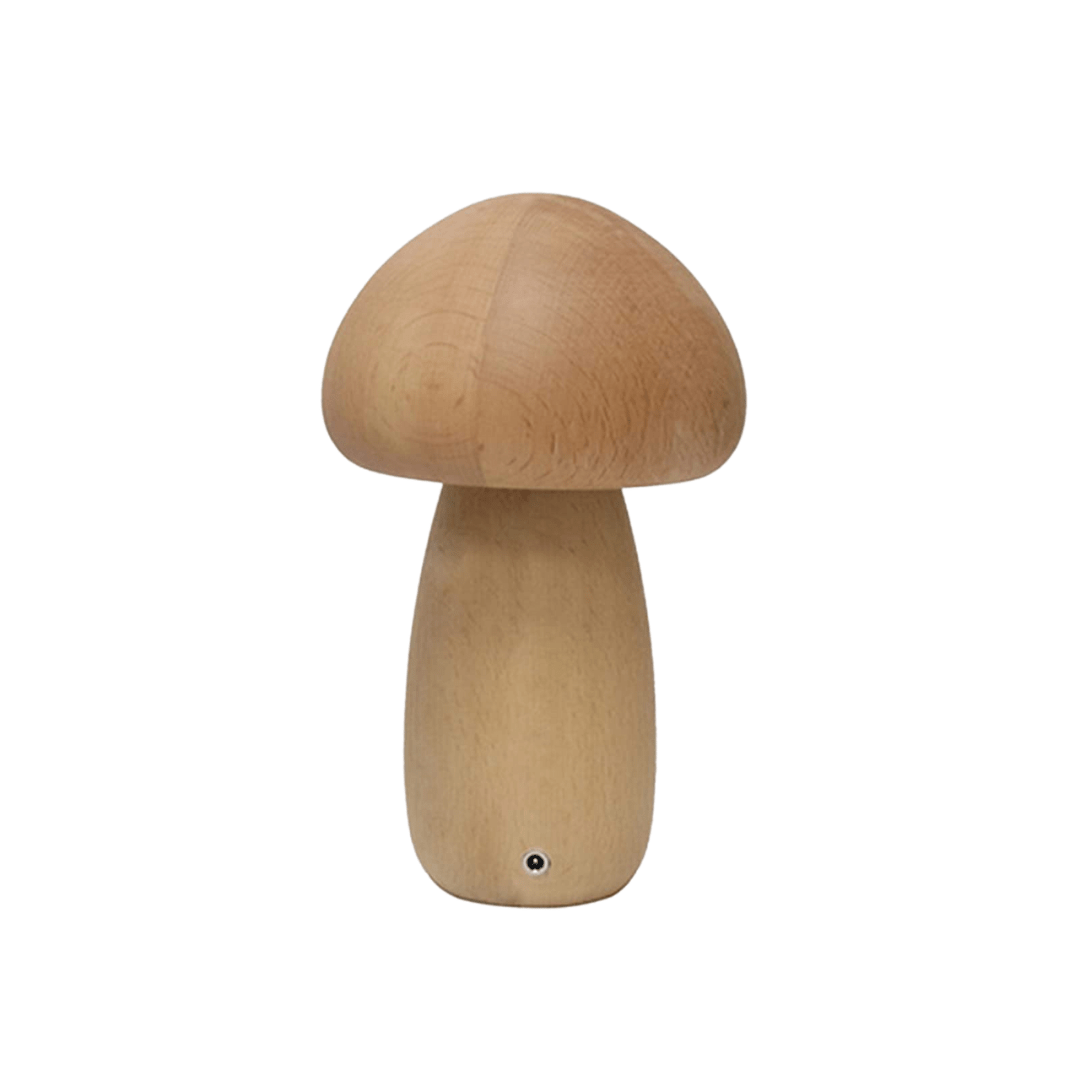 Natural Wood Rechargeable Night Light | Portobello Mushroom Design