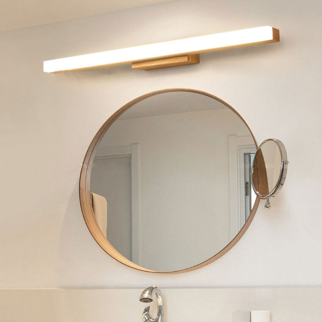 Nordic Minimalist Wooden Linear LED Vanity Wall Sconce Lamp-Orizon Depot