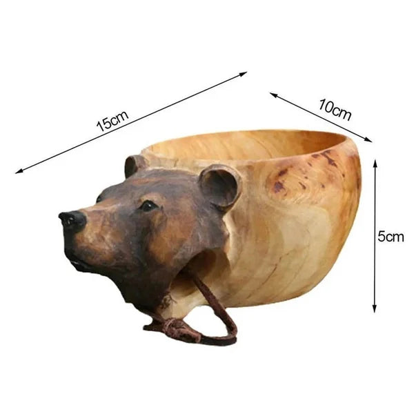 Handmade Wooden Cup - Wild Animal Design for Adventurous Hydration-Orizon Depot