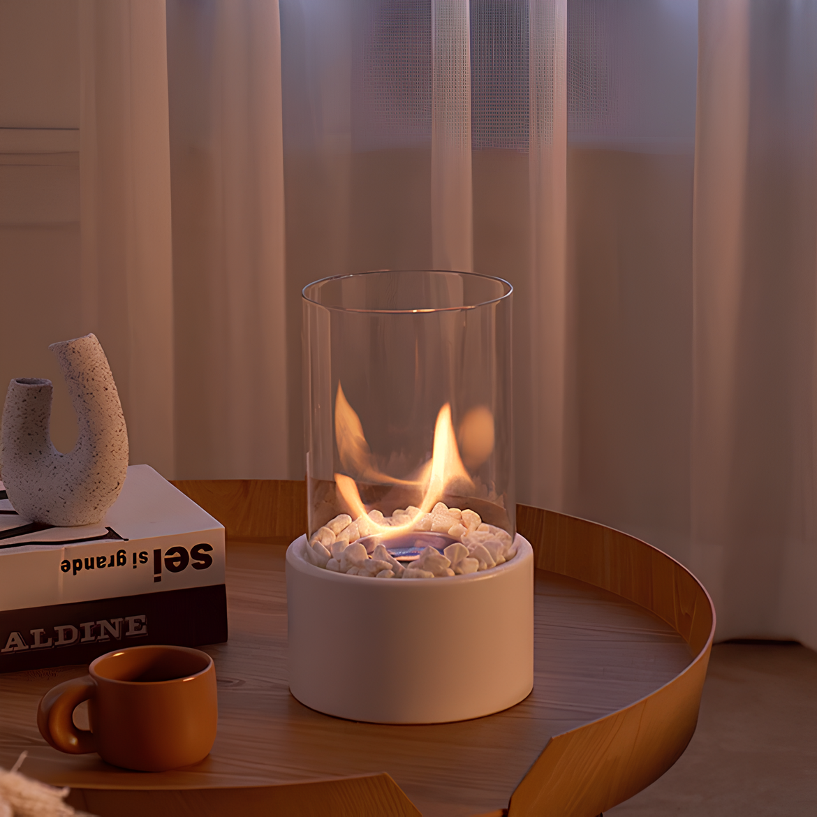 Stylish Ambient Table Lamp with Decorative Flame Effect
