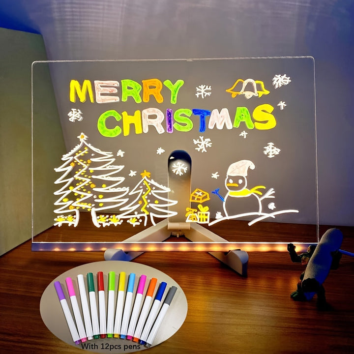 USB LED Noteboard with 12 Colored Pens - Bright Message Board for Home & Office-Orizon Depot