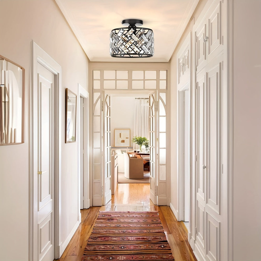 Elegant Crystal Semi Flush Mount Ceiling Light | Decorative Fixture