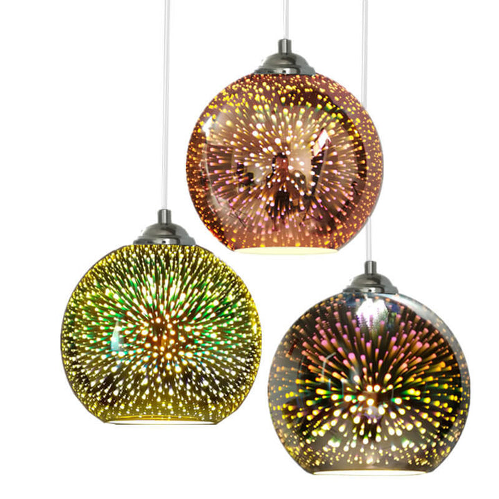 Modern Colorful Fireworks Glass Dome 1-Light Hanging Pendant Lamp-Orizon Depot