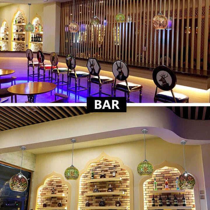 Modern Colorful Fireworks Glass Dome 1-Light Hanging Pendant Lamp-Orizon Depot